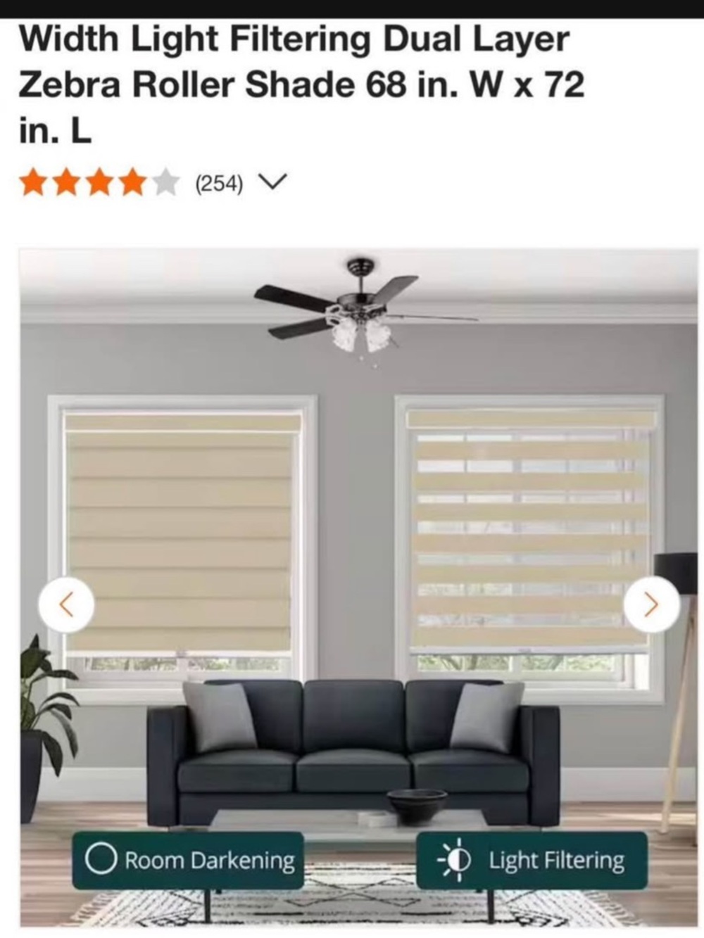 Chicology Zebra shade 68x72